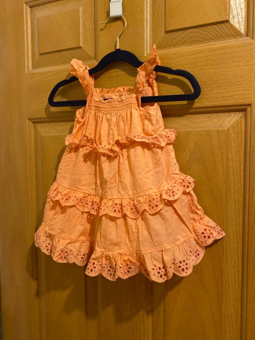 Janie and Jack Peach Tiered Eyelet Ruffle Dress